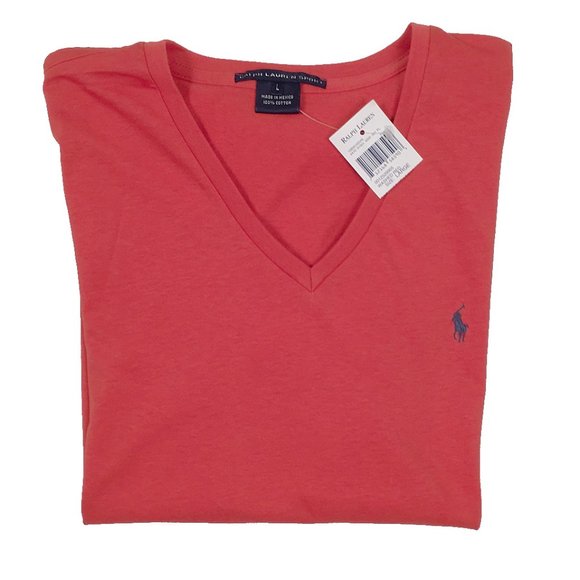 NEW Vintage Polo Ralph Lauren Short Sleeve T Shirt! Red With Navy Polo Player - Picture 1 of 1